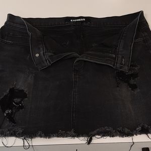 Express Distressed Denim Skirt